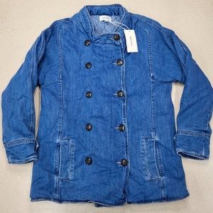Frame Denim Blue Double-Breasted Puffer Jacket